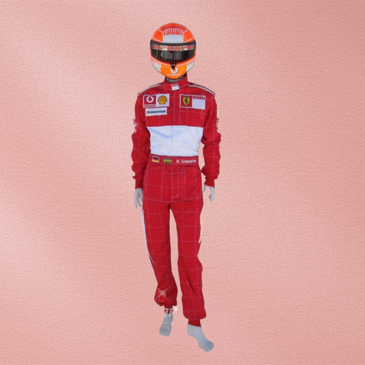 2006 Michael Schumacher Barcode Ferrari F1 Embroidered Racing Suit