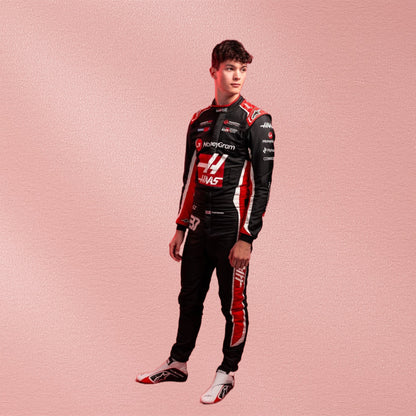2025 Oliver Bearman Haas F1 Racing Suit | Formula 1 Racewear Vorix Race Gears