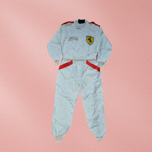 Juan Manuel Fangio Signed Vintage Ferrari F1 Replica Embroidered Race Suit
